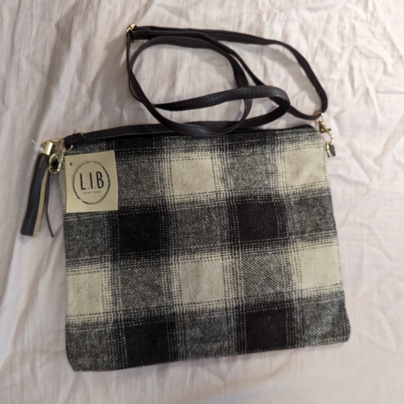 L.I.B. New York Brown Plaid Crossbody - Picture 1 of 6